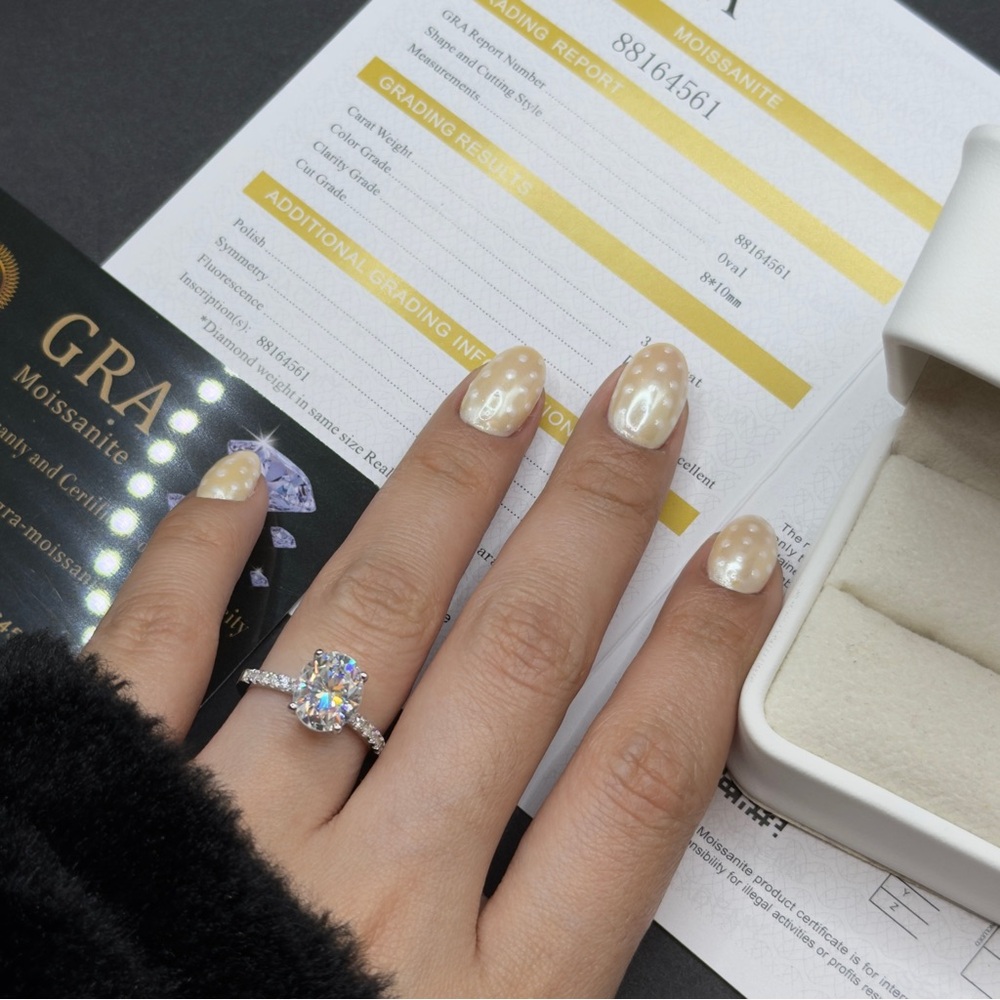 3ct oval cut real moissanite VVS1 engagement ring sz 5 and 6 available - Picture 11 of 11